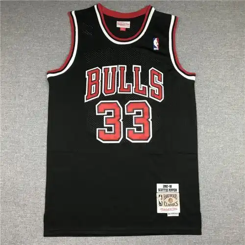 Bulls No. 33 Scottie Pippen Retro Black