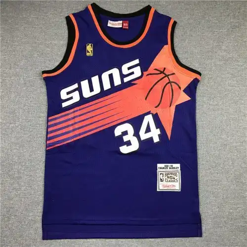 Suns No. 34 Charles Barkley Gold Label Retro Purple