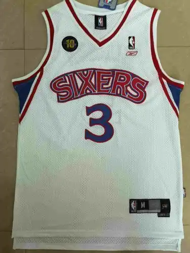 76ers No. 3 Allen Iverson 10th anniversary white
