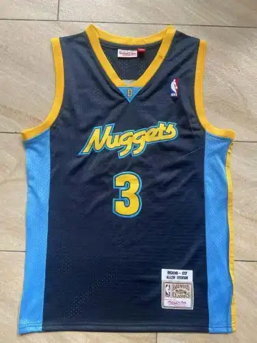 Nuggets No. 3 Allen Iverson Retro Dark Blue