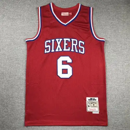 76ers No. 6 Julius Irving Retro Red