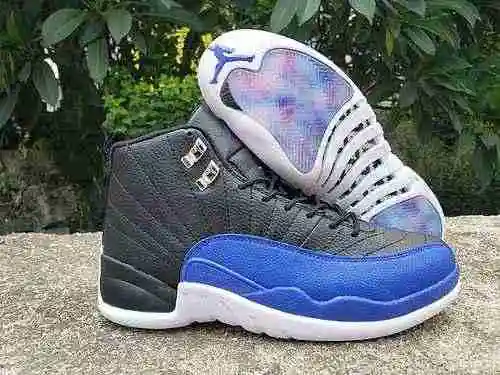AIR JORDAN12 Black Blue Transparent Color Background 40-47