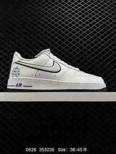 8 Nike Air Force Low&# x27; 7 GODA Tema Clásico Negro Blanco Low top Air Force One Zapatos de ta