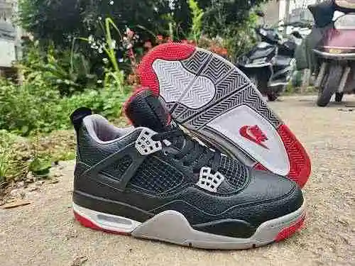 AJ4 Jordan Dan 4ta generación Cara de cuero negro rojo 40-47