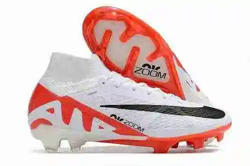 Nike Assassin's 15th Generation High Top White Red Built in Full Air Cushion Waterproof Knit FG Foot