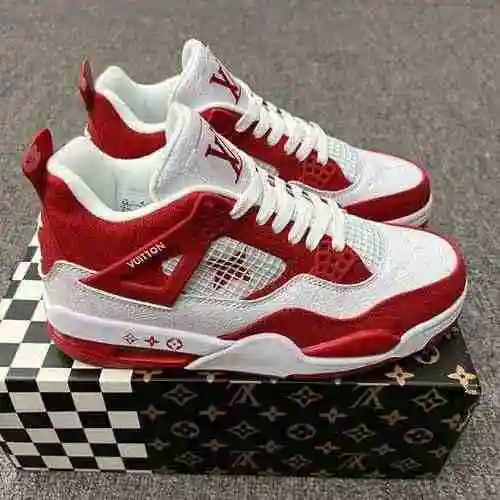 Louis Vuitton x Air Jordan 4 Retro Louis Vuitton LV White Red Co branded AJ4 Jordan Dan 4th Generati