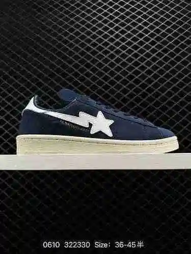 150 True Mark Ape Man Co marca Adidas Azul marino A BATCHING APE x Adidas Campus 80S Zapatos con tab