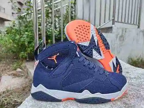 AIR jordan7 jordan dan 7th generation men's shoes Deep Blue Orange 40-47