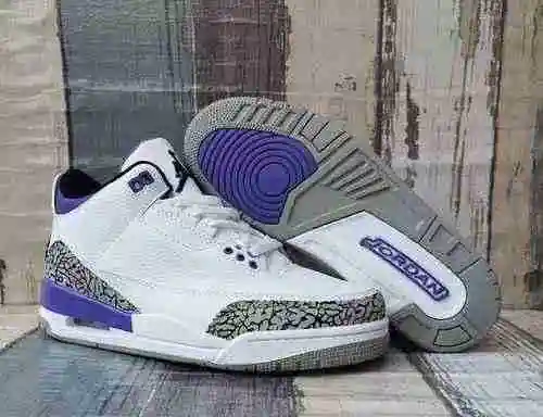 JORDAN 3 White Purple Men's Shoes 40-47