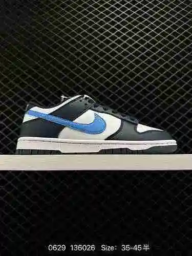 3. Zapatos Nike Dunk Low Series Vintage Low Top Plank Azul Blanco FN78-4 Hecho de cuero suave de cor