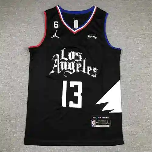 Clippers 13 Paul George 23 Locutor de temporada Negro