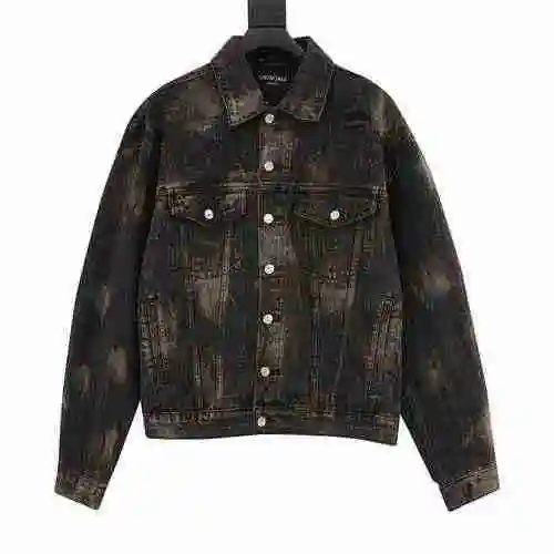 Blcg 23ss chaqueta de mezclilla teñida de barro desgastada dañada</span>