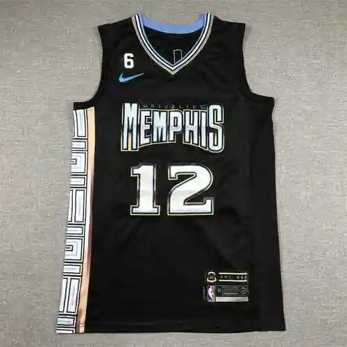 23 Grizzlies 12 Morant City Edition camiseta de baloncesto negra
