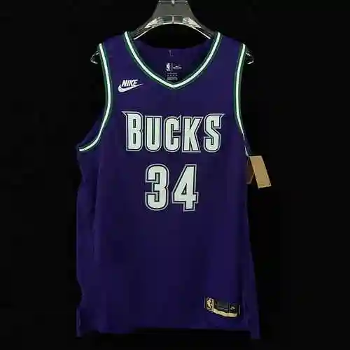 AU Player Edition 23 Season Bucks Clásico Vintage Púrpura 34 Letra Brother Jersey Bordado