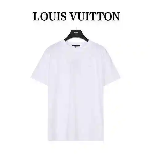 Louis Vuitton/Louis Vuitton 23ss Camiseta de manga corta bordada con parche de agujero de flor vieja