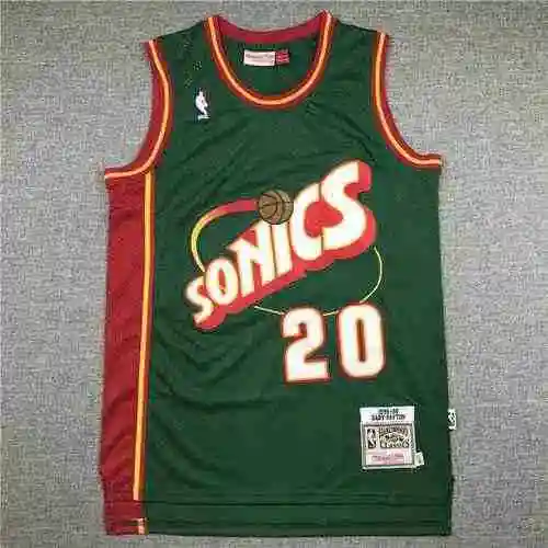 Supersónico 20 Gary Payton Logotipo vintage Borde rojo verde