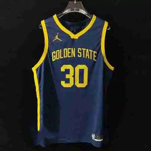 AU Player Edition 23 Season Warriors Edición de anuncio Deep Blue 30 Curry Basketball Jersey bordado