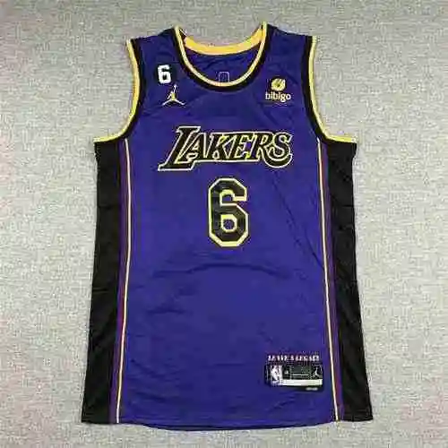Lakers 6 James Anuncio Camiseta De Baloncesto Púrpura