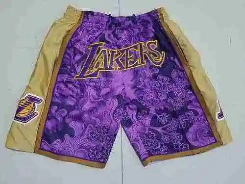 Pantalones de fútbol con bolsillo bordado en color morado de edición limitada de los Lakers