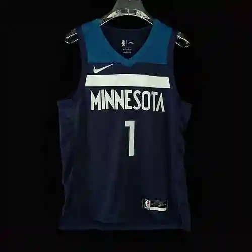 AU Player Edition Timberwolves camiseta de baloncesto azul marino bordado