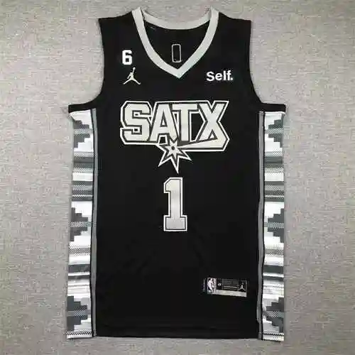 Camiseta negra de edición de anuncio de temporada 23 de los Spurs No.1 Wen Ban Yama