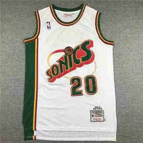 Supersonic 20 Gary Payton Logotipo vintage Borde blanco verde
