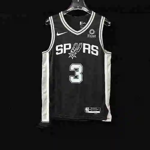AU Player Edition Spurs camiseta de baloncesto negra 3 Johnson bordada