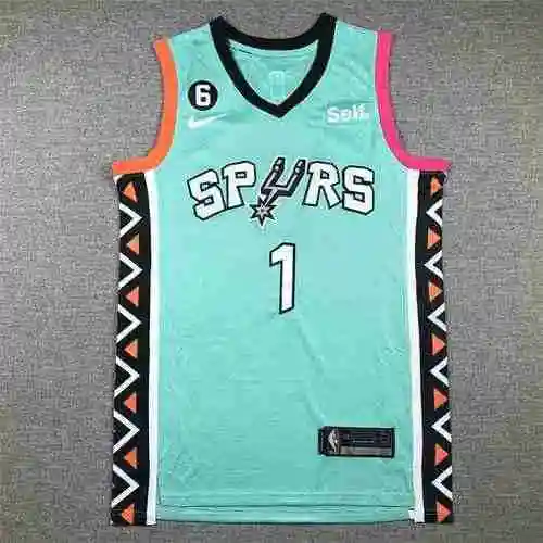 Camiseta Spurs No.1 Wenbanyama Green 23 Season City Edition