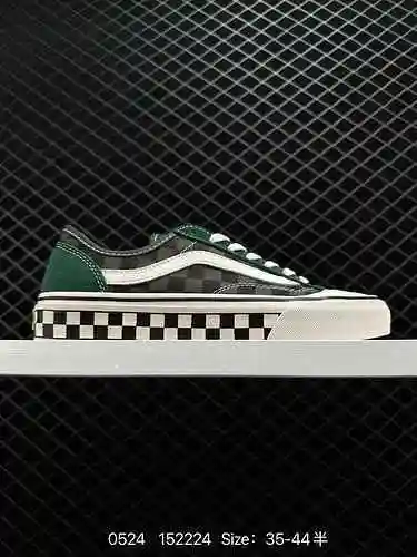 2 Vans Style 36 Decon VR3 Vans oficial de tablero de ajedrez negro y verde con costuras, serie de pr