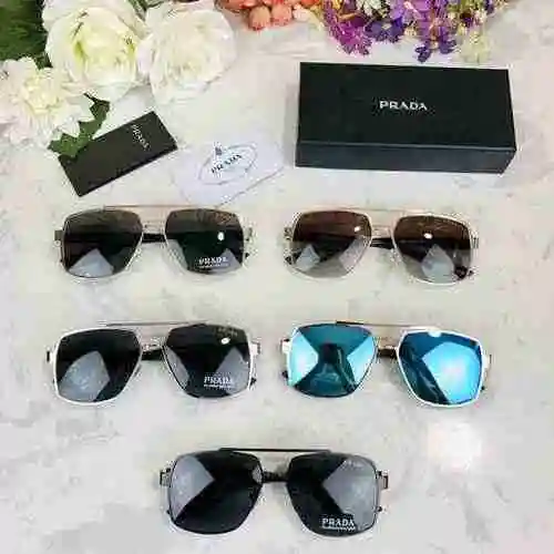 1980 Prada Gafas de sol PRADA Prada Gafas de sol polarizadas para hombre Metal combinado con patas d