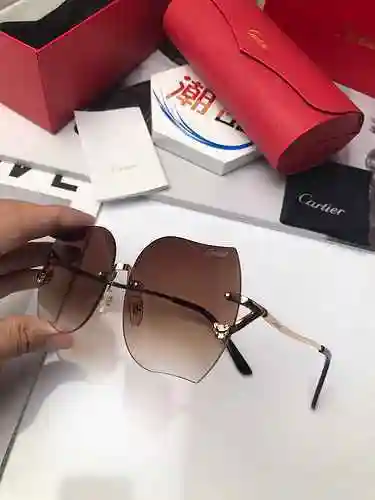 Gafas Cartier 1980 2021 Nuevo: Marca: Cartier Gafas de sol polarizadas para mujer con montura recort