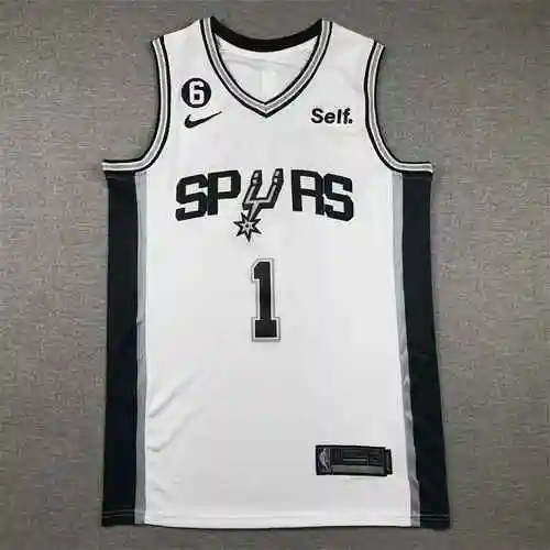 Camiseta blanca de 23 temporadas de los Spurs No.1 Wenbanyama