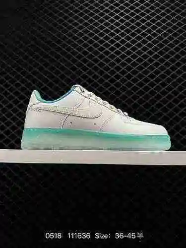 8 Nike Air Force Low 7 Blanco Verde Parte inferior de cristal Original Último cartón original Cree u