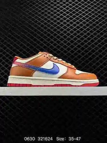 2 La parte superior de Nike Dunk Low Nike SB Low Top Orange Sea White Orange Blue está hecha de tela