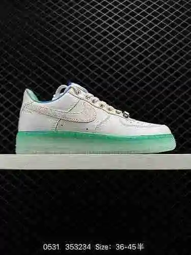 7 Nike Air Force Low Blanco Martín pescador con tapa negra Cartón original del último para crear una