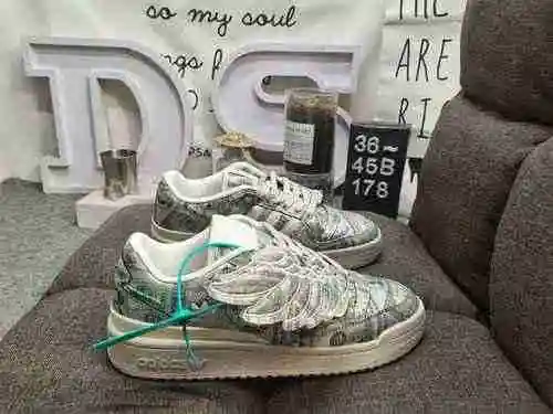 178DAdidas Forum 84 Low OG Beige Green Full Print Paper Money Flying Wing Wings Zapato deportivo inf