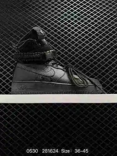 2 Air Force SF-AF Black Air Force High Top Edición con cremallera Correa gruesa Cordón envuelto Esti