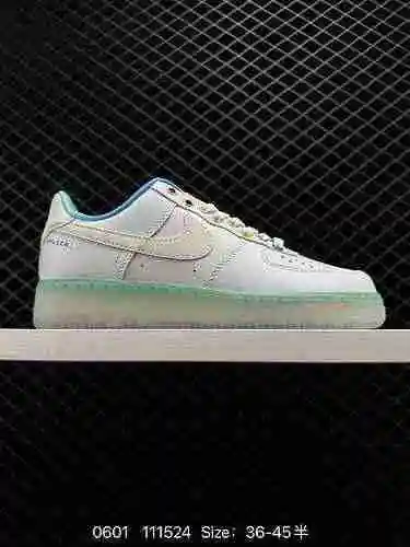 2 Nike Air Force Low 7 Blanco Verde Parte inferior de cristal Original Último cartón original para c
