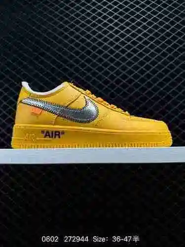 22 Off White x NK Air Force" University Gold" Zapatos de tabla baja Air Force One OW co-br
