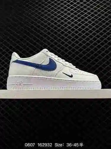 6 Nike Air Force Low 7 Empalme de tela de cuero con último cartón original azul blanco para crear un