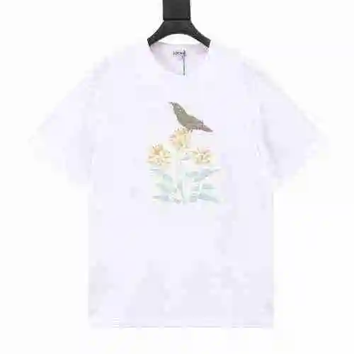LOEWE/Luo Yiwei Manga corta con cuello redondo y logo bordado de flores y pájaros</span>