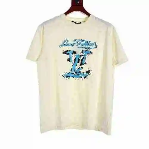 Manga corta con estampado de letras de llama azul</span>