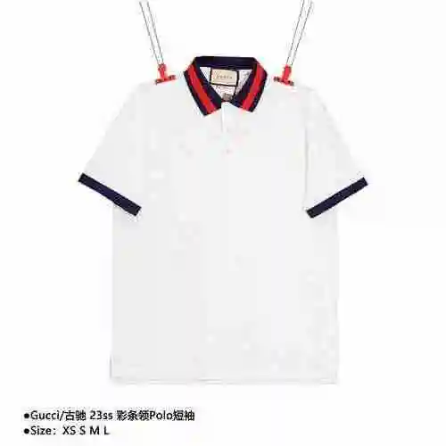 Gucci/Gucci 23ss Polo con cuello a rayas de colores y manga corta