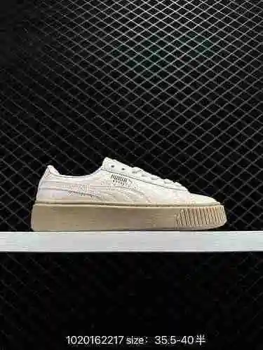 85 Puma Basket Platform Scallop Zapatos casuales de tabla de esponja con suela gruesa para mujer, en