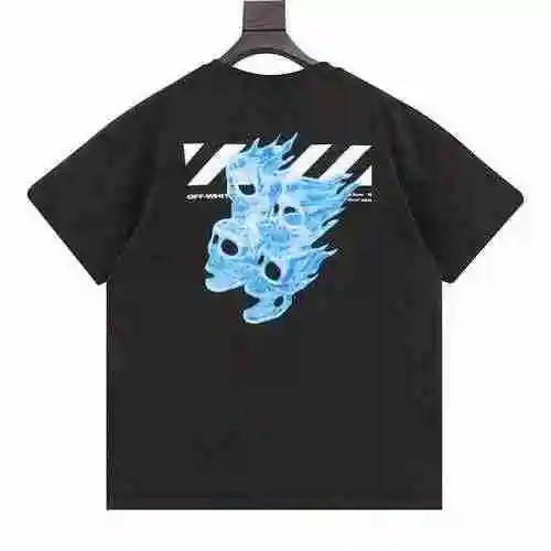 OFFWHITEC/OVIRGIL Manga corta con estampado de calavera de fuego fantasma azul</span>
