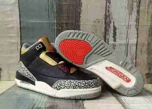 Zapatilla JORDAN 3 Negro Oro Hombre 40-47