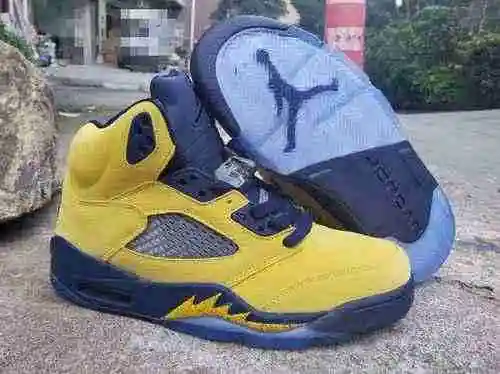 Zapatillas AJ5 jordan5 Hombre Amarillo Azul Profundo 40-47