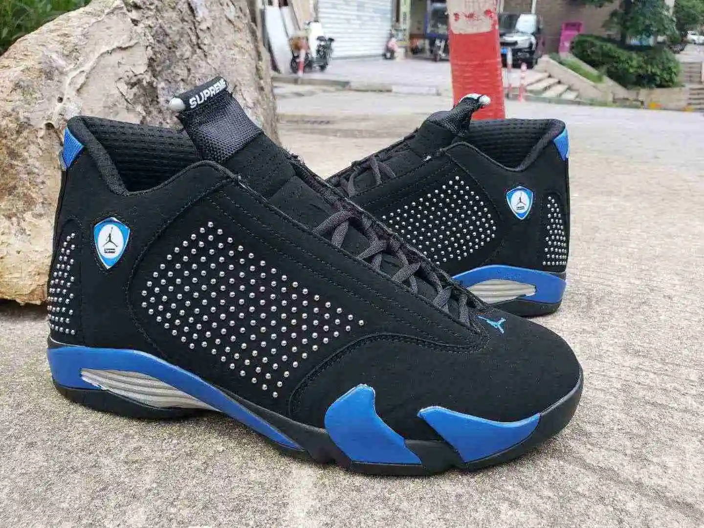 Supreme x Air Jordan 14 黑蓝钻石 (4).webp