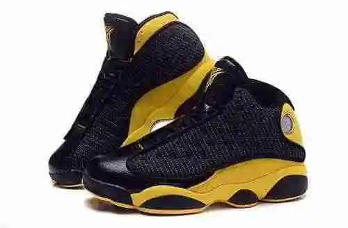 AJ13 Nueva combinación de colores: malla negra y amarilla [Anthony Nuggets] Zapato Super A para homb
