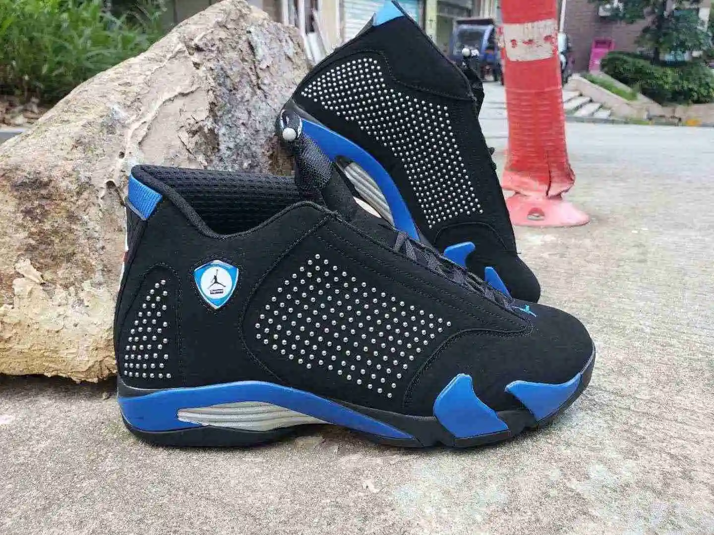 Supreme x Air Jordan 14 黑蓝钻石 (3).webp